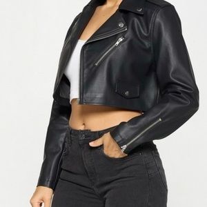 Black Cropped Leather Jacket